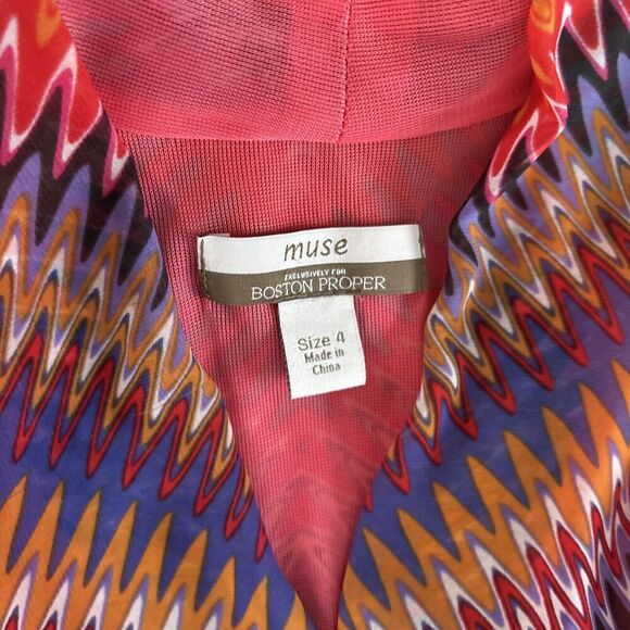 Muse by Boston Proper Bohemian Blouson Dress Sz 4 High And Low - Picture 9 of 14